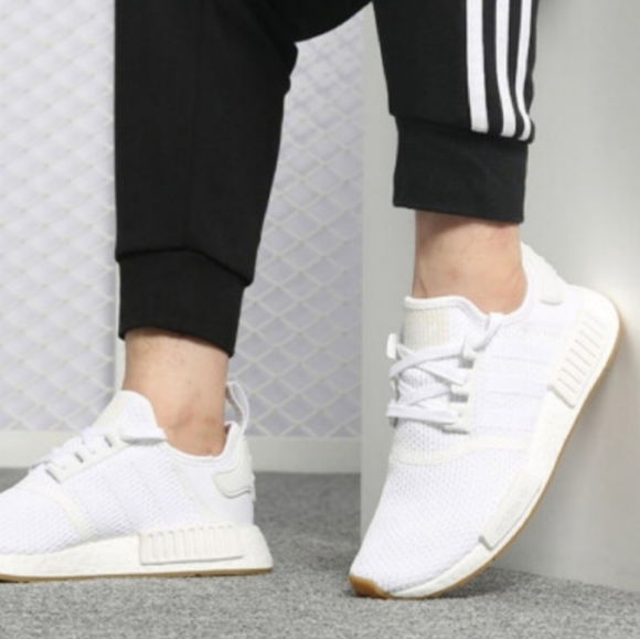 NWT adidas NMD_R1 All White Running Workout Shoes - Picture 2 of 6